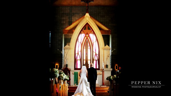 The bride and groom were blessed at the Church Altar