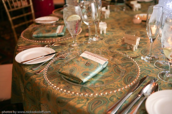 Our beautiful inventory of linens and chargers completed the look