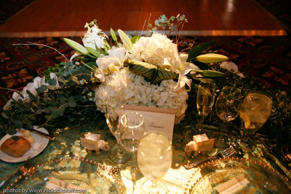 The sweetheart table was decorated with florals throughout